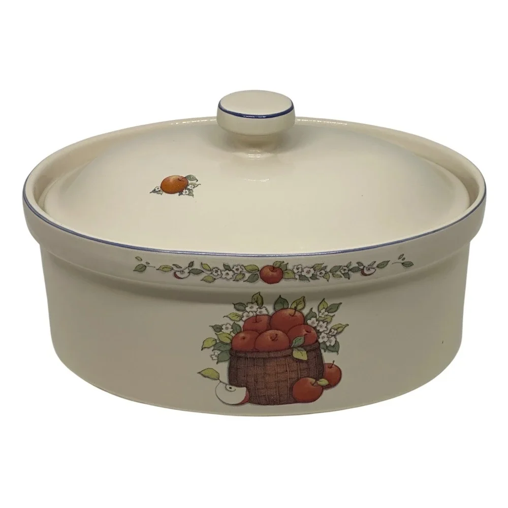 VTG International China Co Casserole Dish Cream Apple Orchard Susan Winget 1995